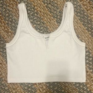 White graffiti cropped tank